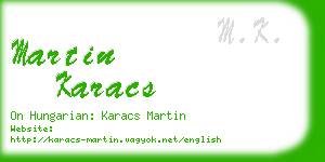 martin karacs business card